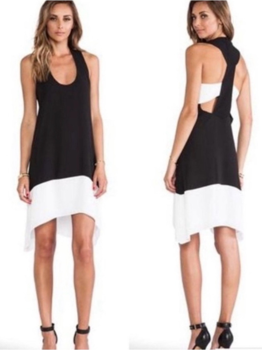BCBGMaxAzria Kylie Color Block Dress Size Medium Chiffon Flowy Cut Out